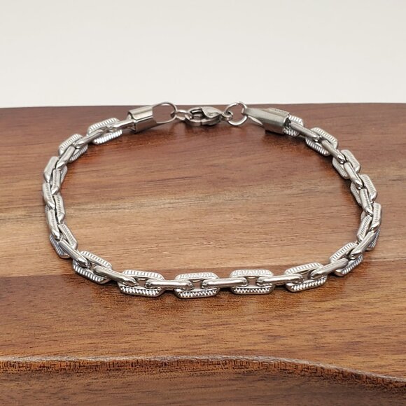 Solid 925 Sterling Silver Womens Chain Link Style Bracelet New 8